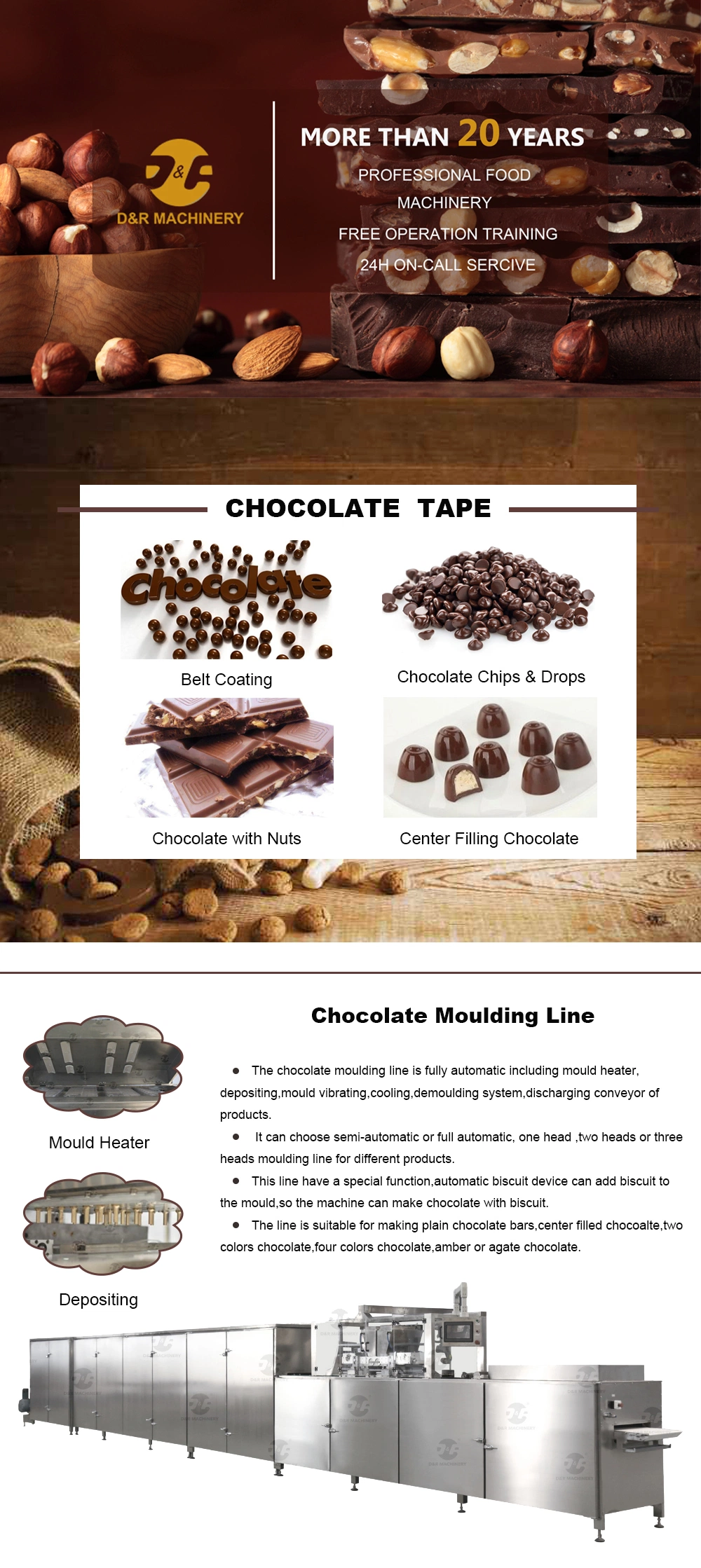 Full Automatic Chocolate Moulding Line Multifunctional Chocolate Depositing Forming Machine for Center-Filled Chocolate