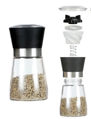 Manual Salt Pepper Mill Grinder Seasoning Bottle Spice Grinding Containers Stainless Steel Plastic Manual Grinder