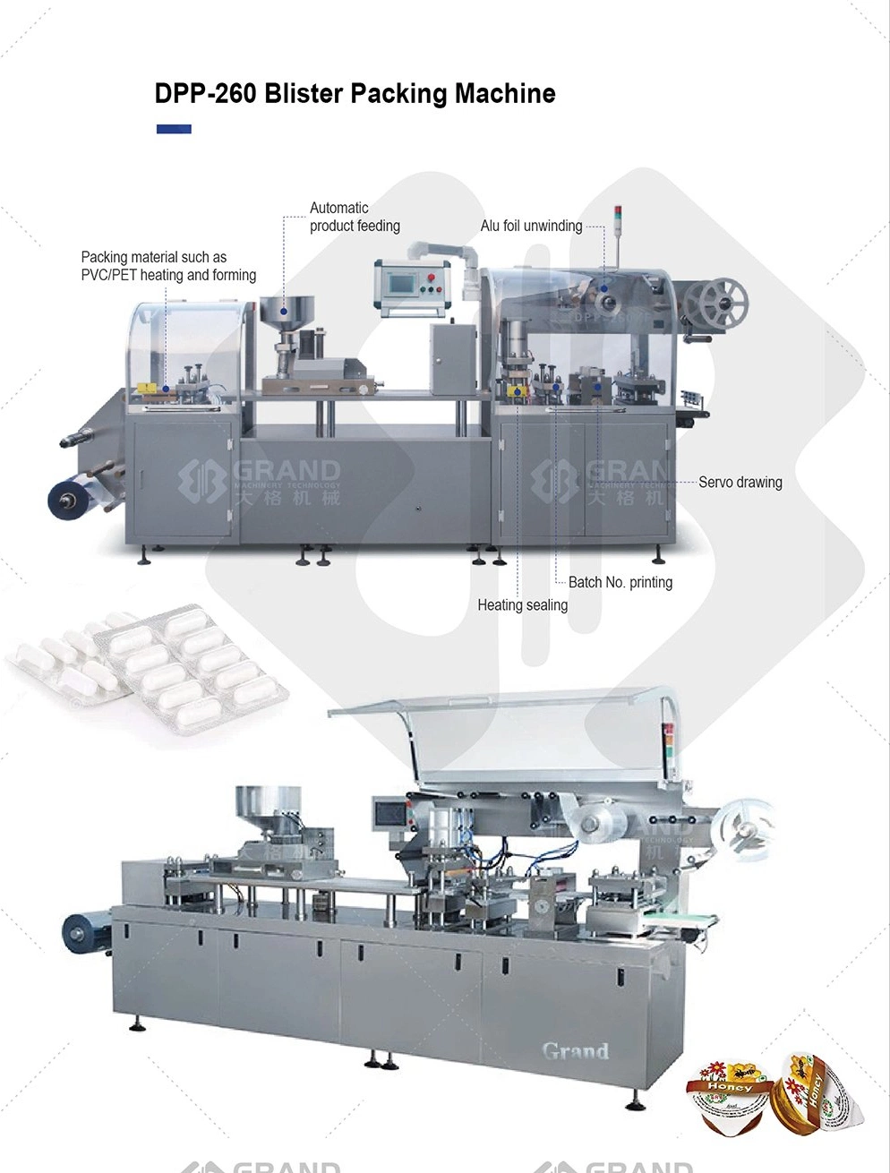 Dpp260 Automatic Alu-PVC Butter Cream Jam Paste Sauce Blister Packing Machine Factory Hot Sale