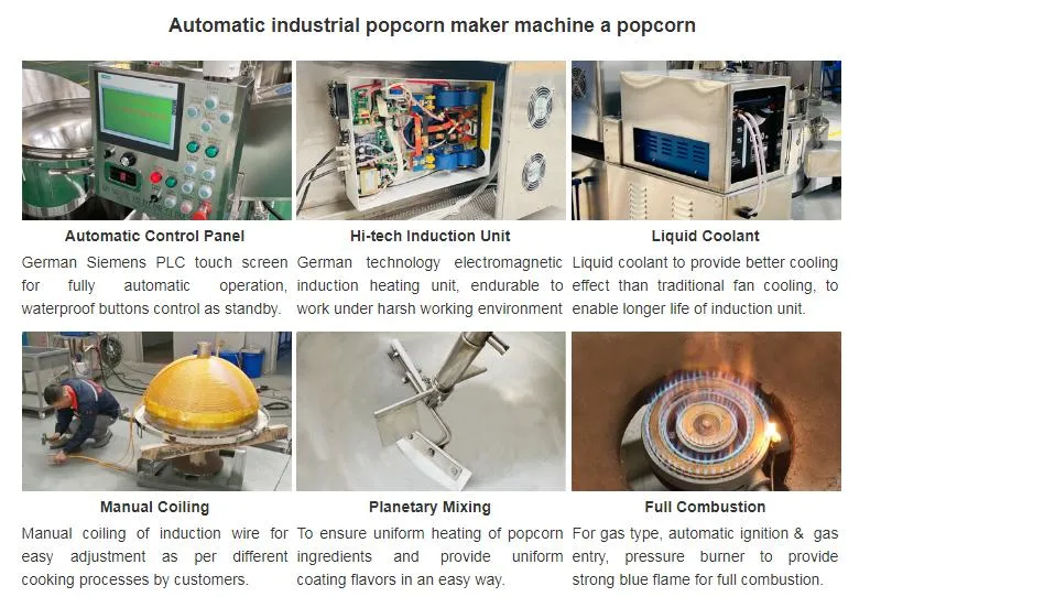 China Supply Industrial Popcorn Making Machine Commercial Chocolate Flavor Gas Popcorn Machine