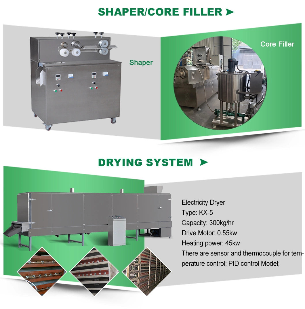 Super Quality Automatic Core Filling Snacks Making Machine + Core-Filling Chewing Gum Extruder + Core Filled Snack Production Line