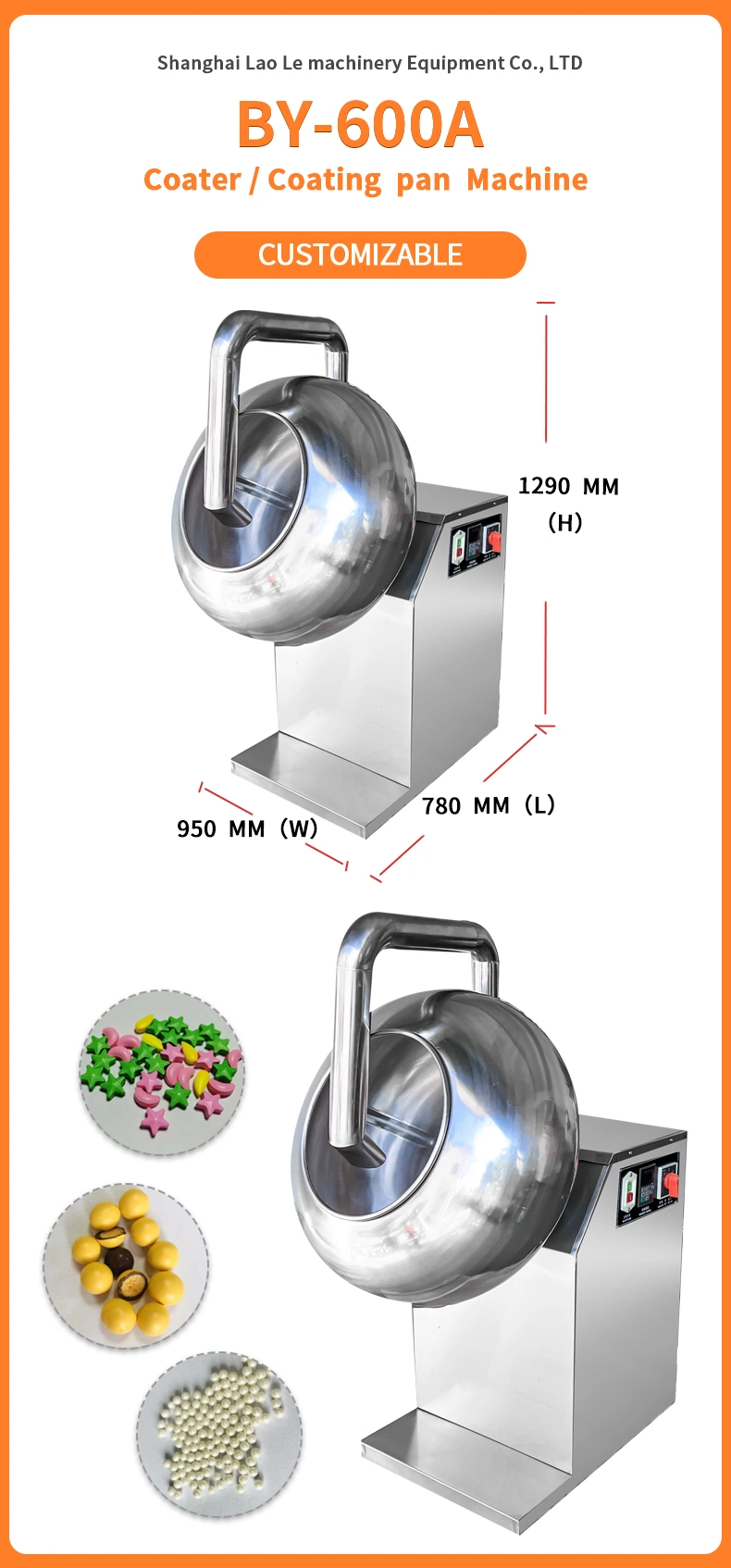 by-600A Newly Arrived Icing Pan Small Chocolate Candy Making Machine Coating Machine