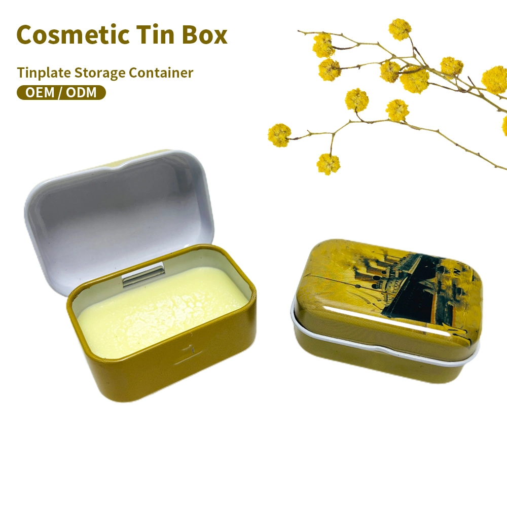 New Design Custom Recyclable Food Grade Tinplate Packaging Professional Makeup Metal Can/Case Cosmetic Balm Container Tin Box