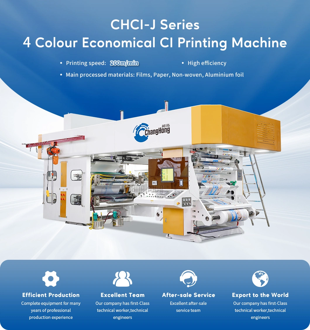 High Speed 4 6 Colour Plastic Film Bag Ci Flexo Printing Machine