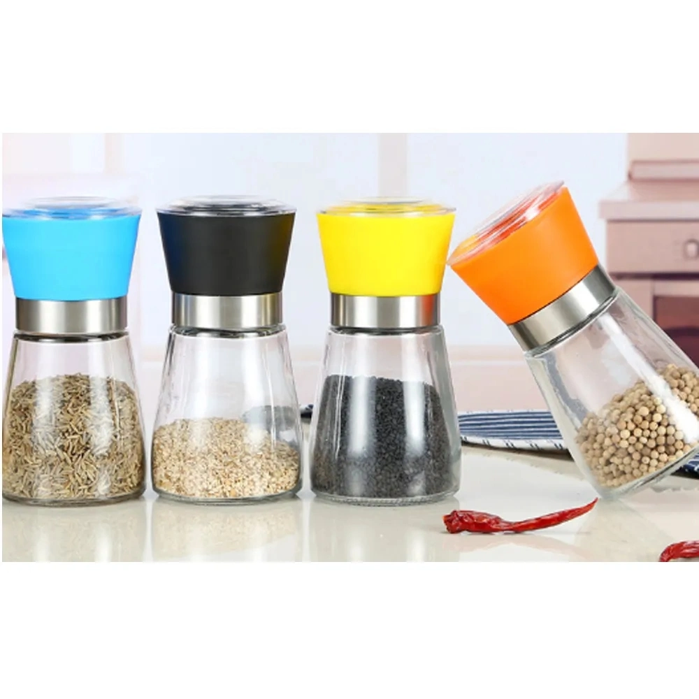 Manual Salt Pepper Mill Grinder Seasoning Bottle Spice Grinding Containers Stainless Steel Plastic Manual Grinder