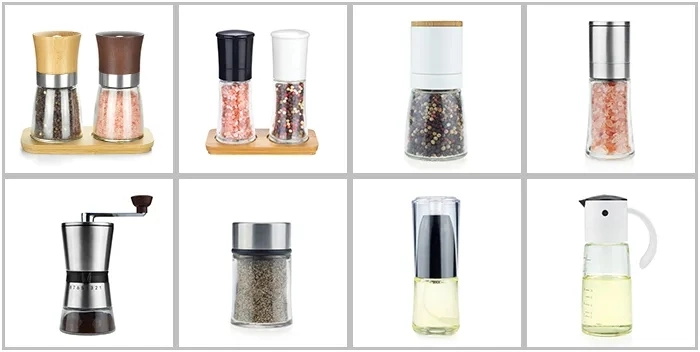 Spice Glass Jar Containers Stainless Steel Salt and Pepper Mill Plastic Manual Pepper Grinder Food Herb Grinders