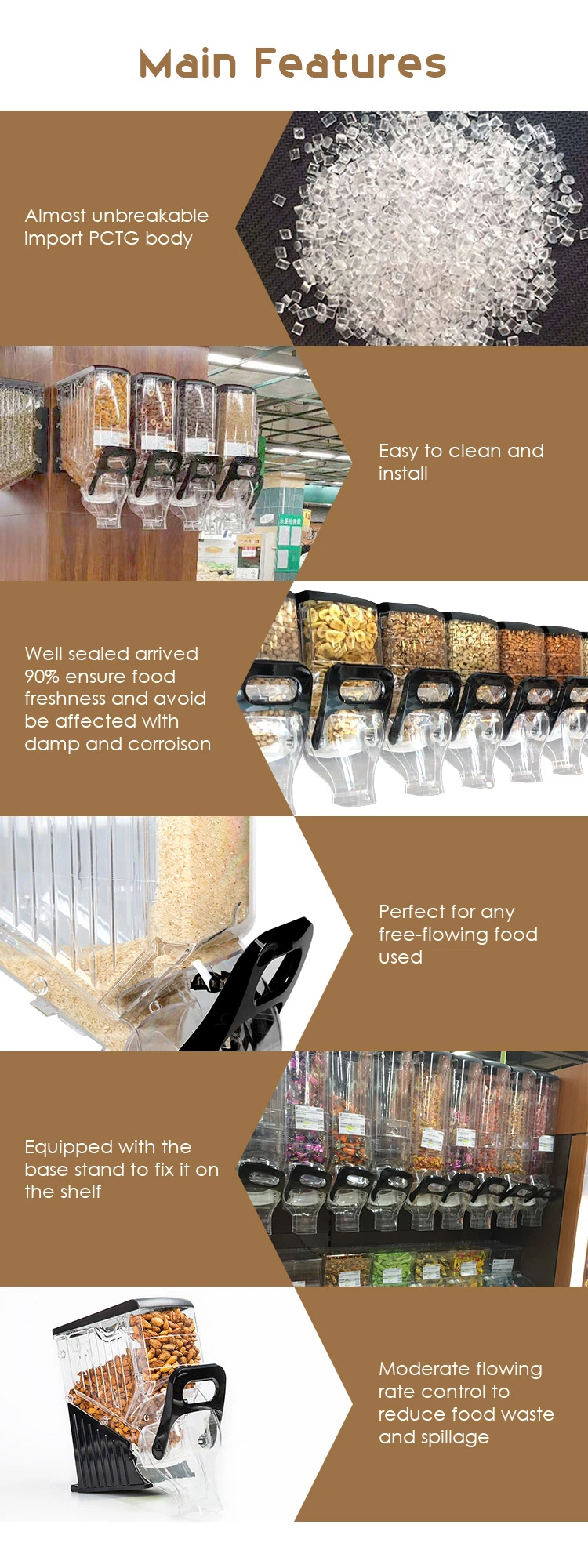 Modern Wall Mount or Stand Dry Food Dispenser