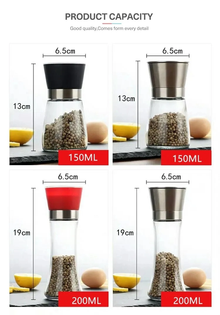 Manual Salt Pepper Mill Grinder Seasoning Bottle Spice Grinding Containers Stainless Steel Plastic Manual Grinder