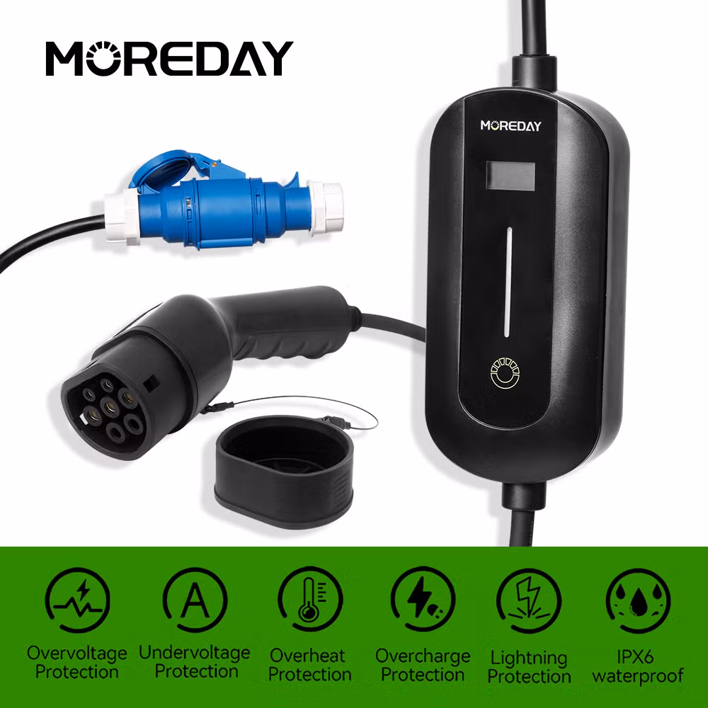 3.5kw 7kw 16A 32A Tipo 1 Mobile Livello 2 Caricatore EV Stazione AC Schermo Olcd Fabbricante di auto Veicolo elettrico portatile per Wuling