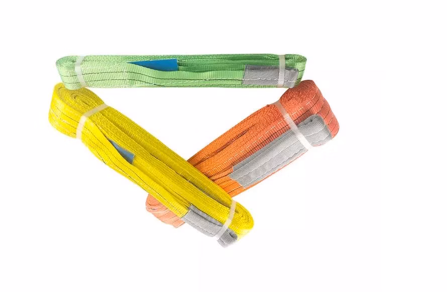 3tyellow Color 2ply Polyester Flat Webbing Sling Lifting Belts Pes Sf6: 1 Sf 7: 1