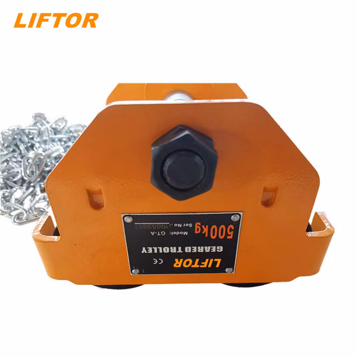 Liftor 0.5ton 1ton 2ton Motorized I Beam Geared Trolley Plain Chain Pulley Block Manual Travelling Trolley Chain Pneumatic Electric Hoist with Trolley
