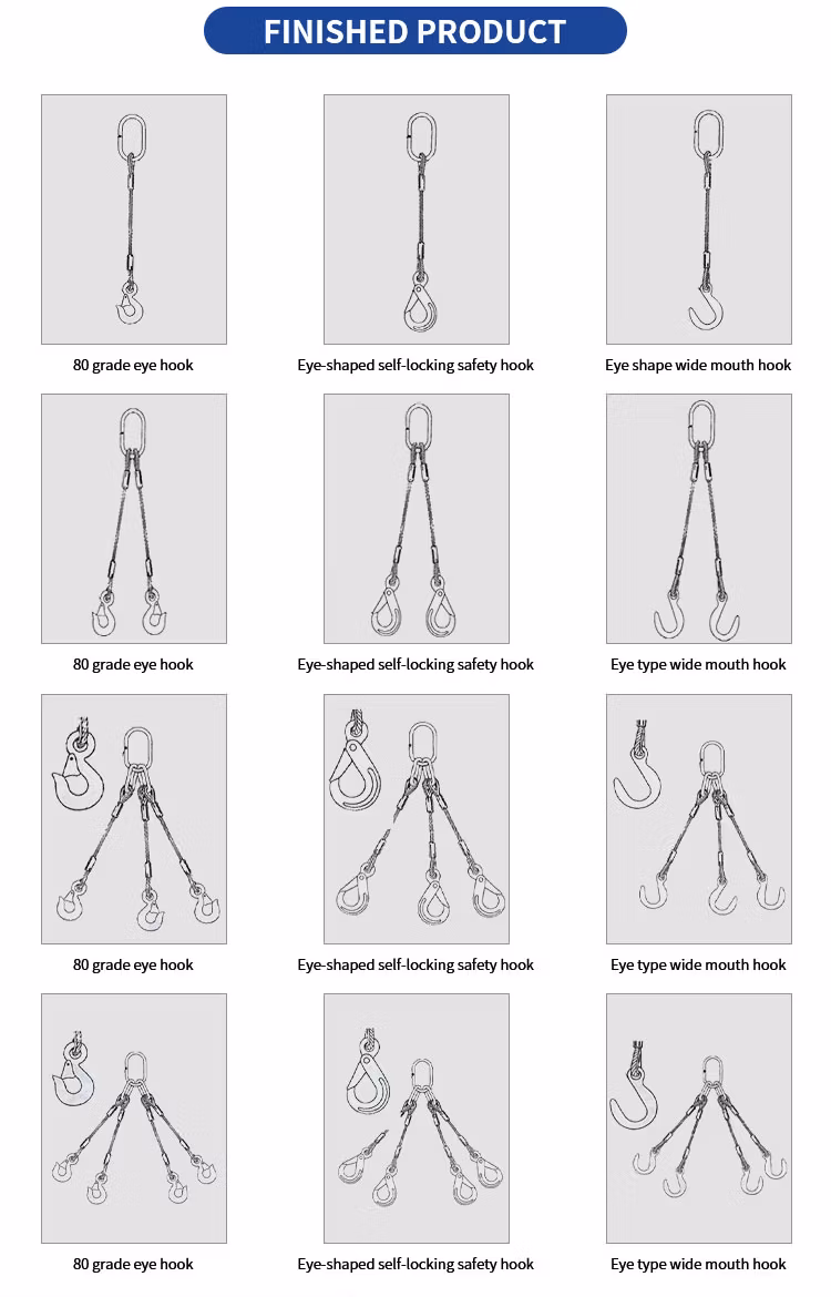 Standard Sling Cable 4 Leg Offshore Container Steel Wire Rope Sling