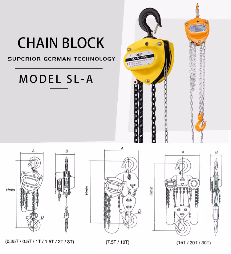 Dele SLA 2t Chain Hoists Good Price Manual Chain Lifting High Quality Construction Lifts Hot Selling