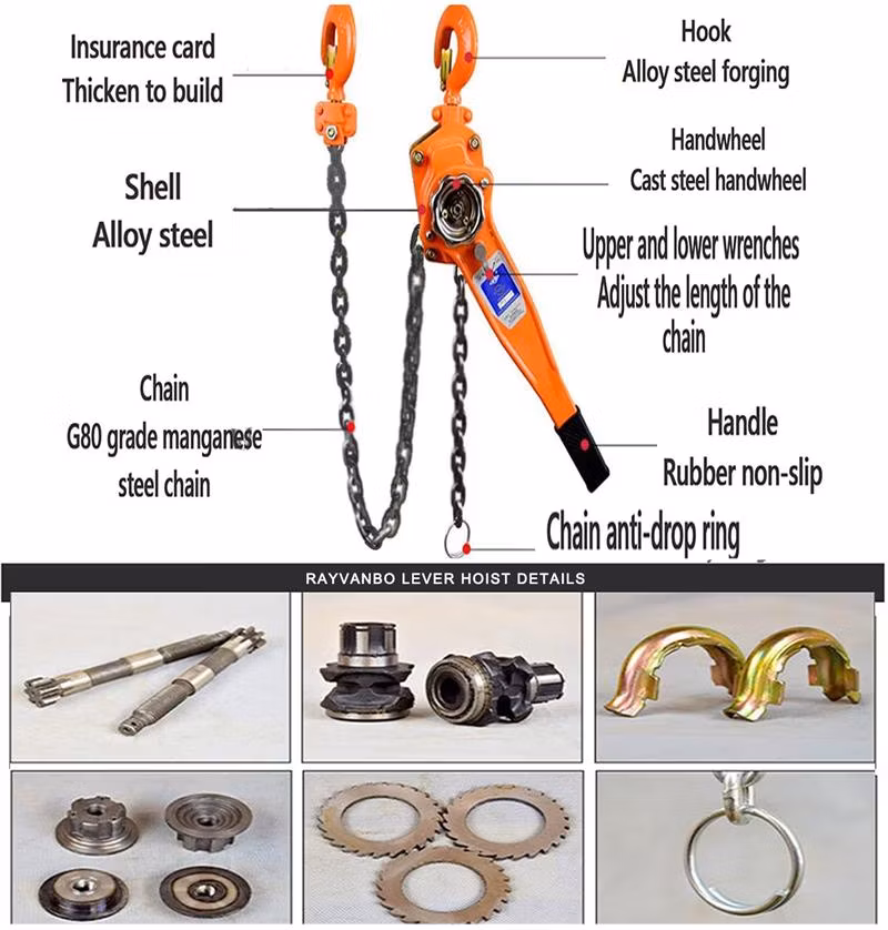 G80 Grade Chain Lift Pull Lever Chain Hoist Block with Steel Power Hook