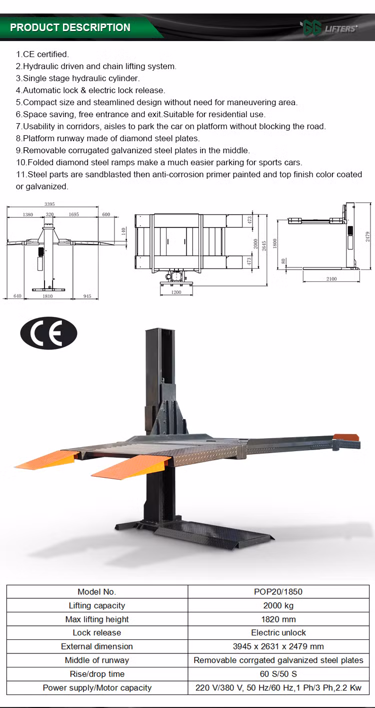 GG Lifters High Quality Single Column Car Lift Elevator