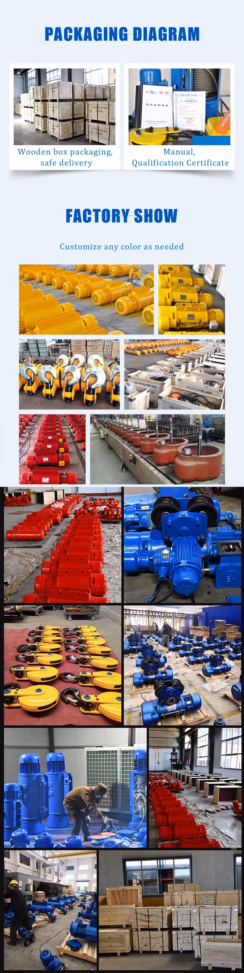 Manual Electric Swing Operated Chain Hoist Single or Double Speed for Sale