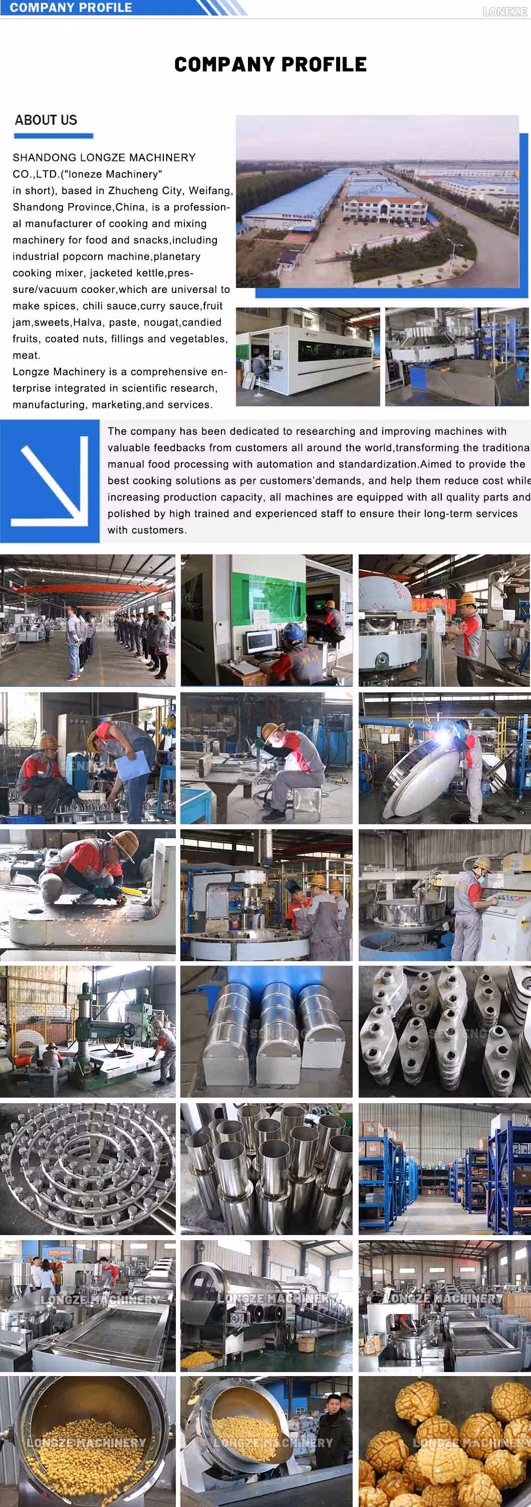 PLC Automatic Control Industry Stirring Portable Theater Automated Caramel Cheese Flavored Ball Shape Gas Type Heating Popcorn Popper Machine