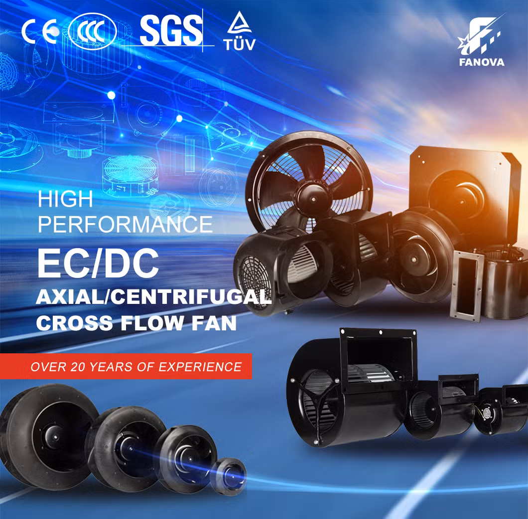 133mm-560mm 230V Air Purifier Conditioner HVAC Cooling Motor Blower Ec DC Radial Exhaust Backward Curved Centrifugal Plug Fan with Support Bracket