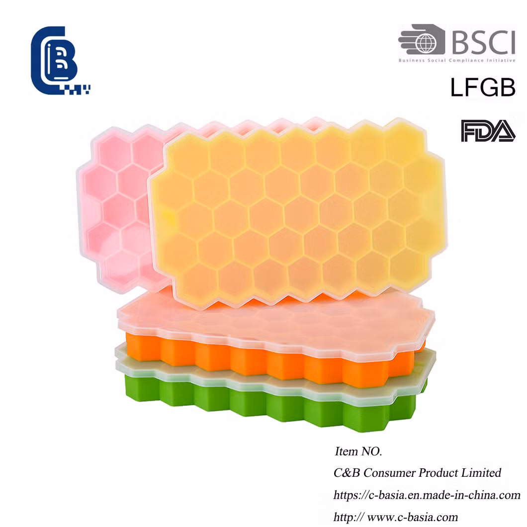 Food Grade Silicone Various Color Ice Cube Tray Mold with Lid Bar Party Drinks Whiskey Cocktail