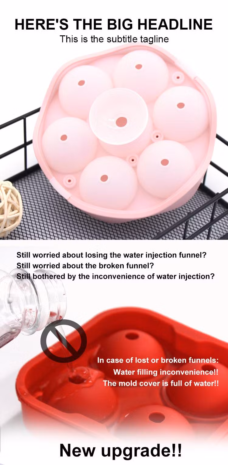 ODM BPA Free Reusable Silicone Ice Cube Tray Molds for Whiskey Silicone Crystal Clear Sphere Ice Ball Maker