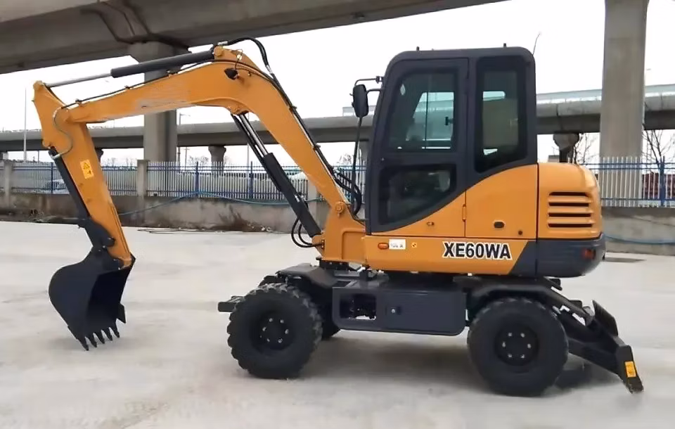 China Top Brand Digger Machine Xe60wa 6 Ton 6ton 5 Ton Cheap Hydraulic Mini Small Wheel Excavator with Attachment for Sale
