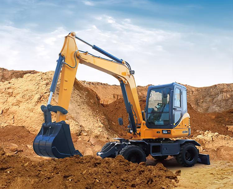 China Top Brand Digger Machine Xe60wa 6 Ton 6ton 5 Ton Cheap Hydraulic Mini Small Wheel Excavator with Attachment for Sale