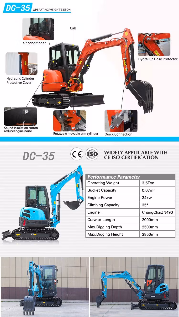 Free Shipping Factory Price Mini Excavator 3.5 Ton EPA Farm Used New Crawler Digger Japan Engine Engine Small Excavators 1 Ton 2 Ton Machine