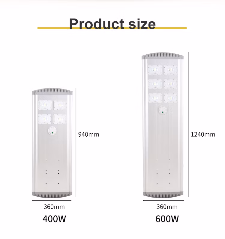 Outdoor Waterproof All in One IP65 LED Road Lamp Roadway Garden Yard Smart with Motion Sensor 400W Integrated LED Solar Light LED Street Light
