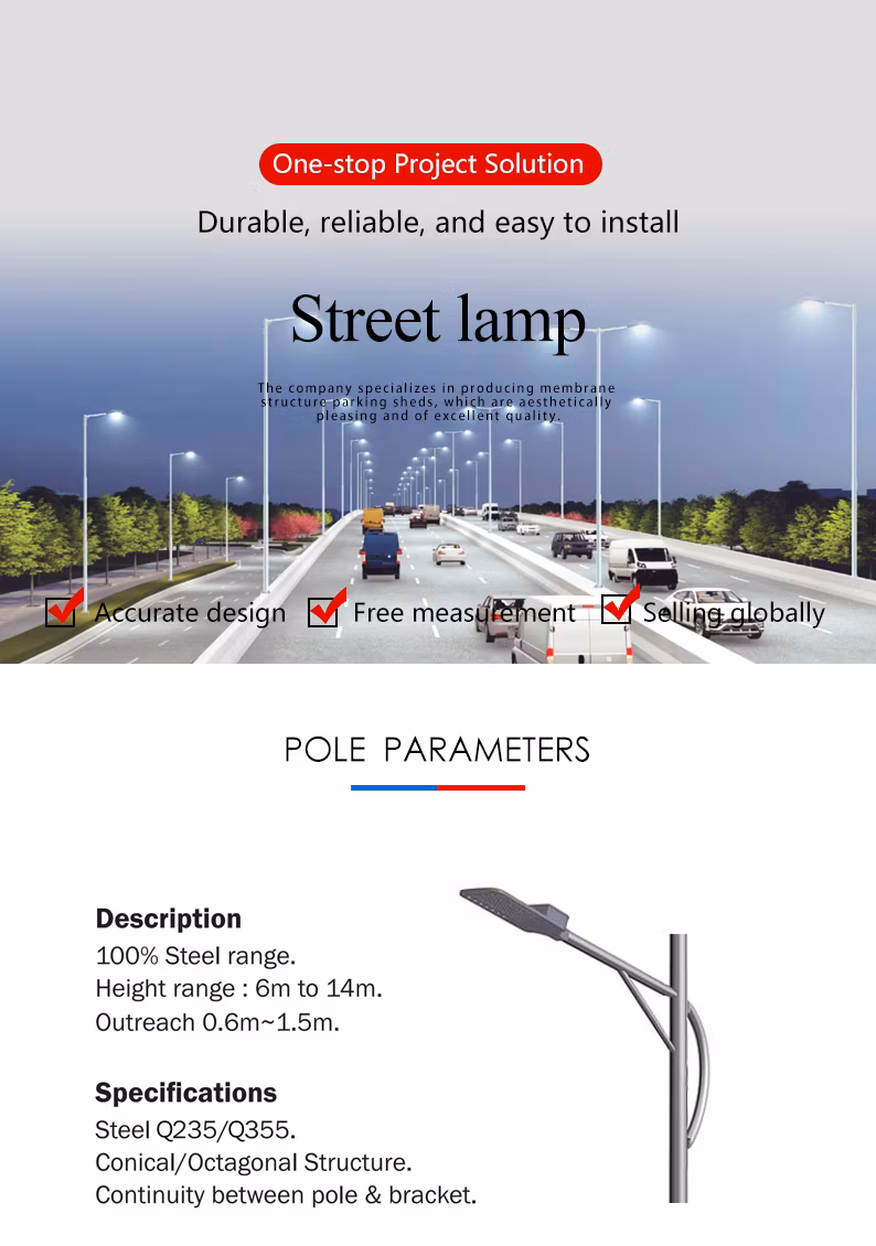 8-12m Steel Garden High Mast Flood Electric Smart Street Light Solar Pole