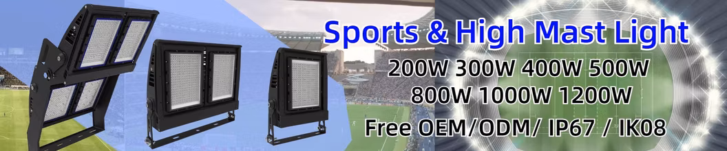 600W Factory Price Intelligent Dimming System 150lm/W IP67 LED High Pole Stadium Flood Light for Outdoor Waterproof for Parking Lot Tennis Court Football Field