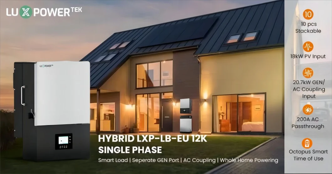 Luxpower Home Solar Power System PV Hybrid Series Grid Tied 3 MPPT 12kw Power Inverter DC AC Inverter