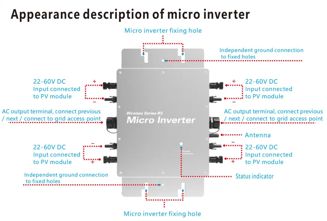 Solar Micro Inverter Wvc- 2000 Solar Inverter on Grid Solar Panels System