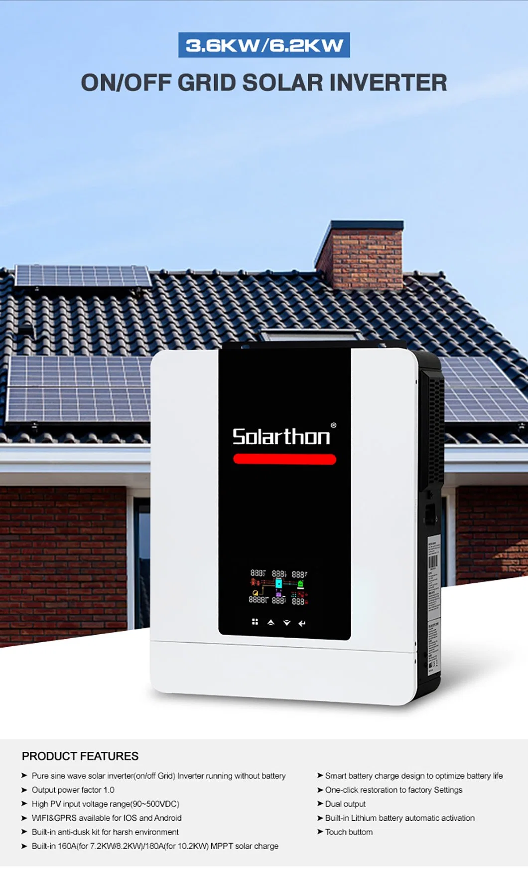 Micro Inverter off Grid Solar Hybrid 3kw Solar Inverter with MPPT Controller