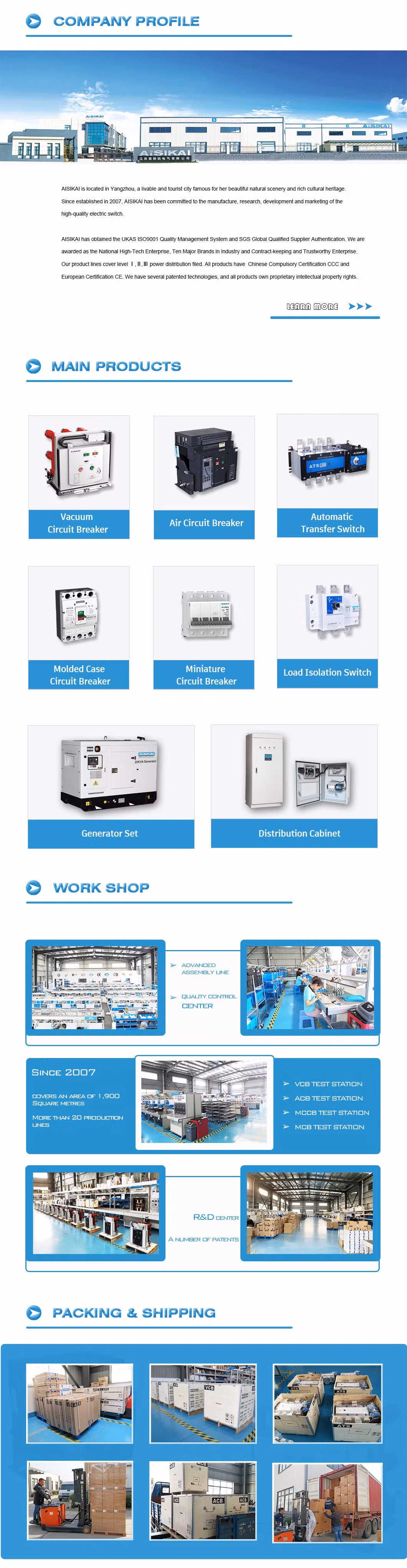 Aisikai Acb 3200A Intelligent Universal Circuit Breaker