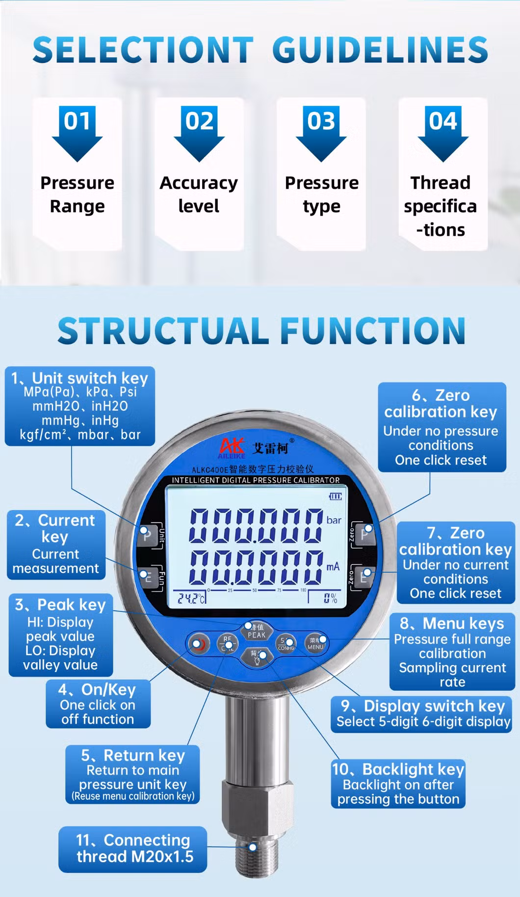 Precision Digital Pressure Gauge Vacuum Digital Pressure Gaugepressure Gauge Manometer 0.02%Fs