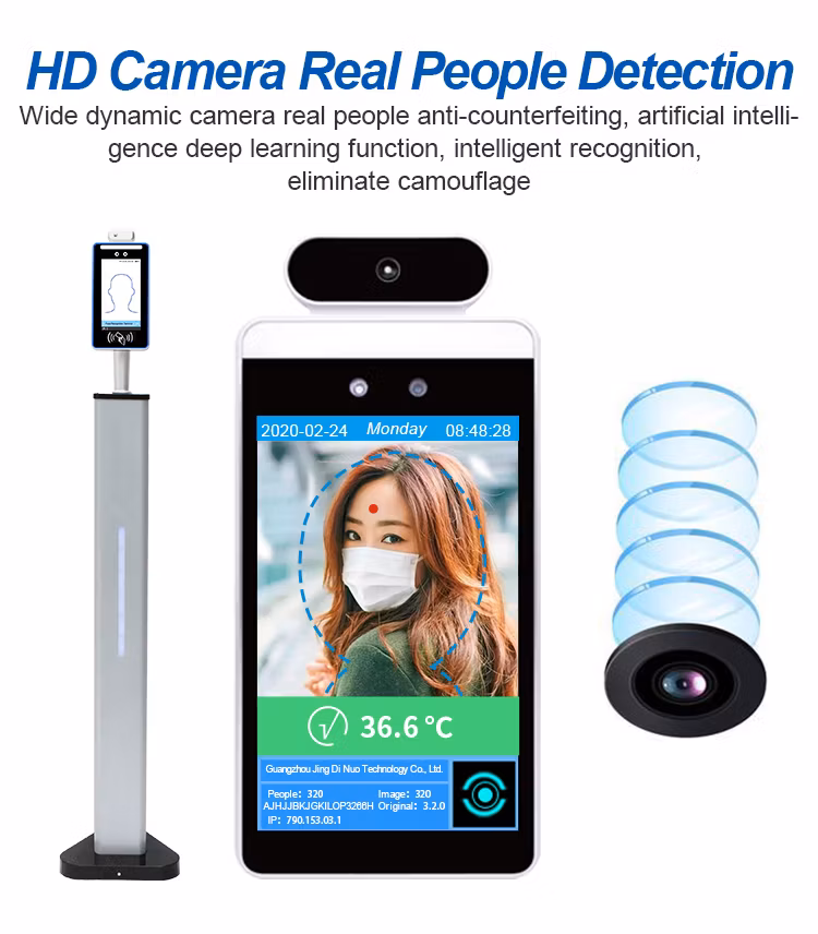 Face Recognition Temperature Access Control Ai Detection Measuring Machine Detection with Fever Sensor