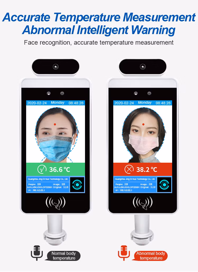 Face Recognition Temperature Access Control Ai Detection Measuring Machine Detection with Fever Sensor