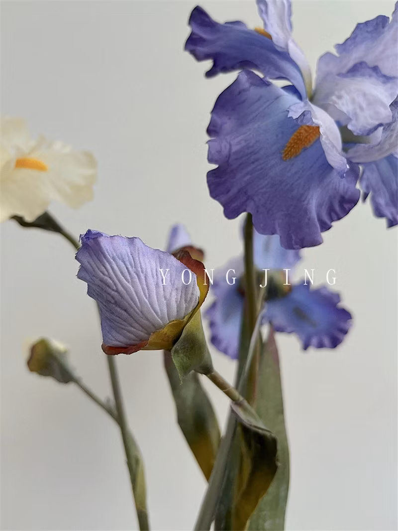 Ja230056 Decorative Fleur-De-Lis High Quality Artificial Flowers Iris Silk Flower Vintage Color for Wedding Home Garden Decoration Gift