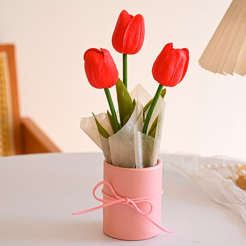 Factory Wholesale Customization Color Valentine′s Day Carnation Tulip Soap Flower PP Plastic Bag Packaging Flower Shop Yellow Preserved Ros