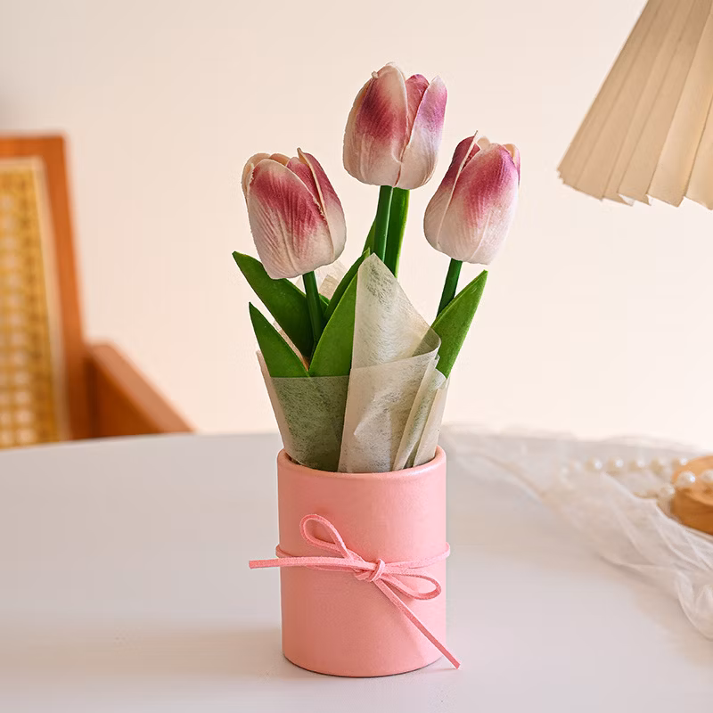 Factory Wholesale Customization Color Valentine′s Day Carnation Tulip Soap Flower PP Plastic Bag Packaging Flower Shop Yellow Preserved Ros