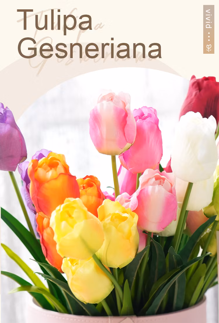 Delicate Color 3-Head Real Touch Tulips Artificial Flowers Bendable Stem Tulip Flowers DIY Event Centerpiece Home Decor