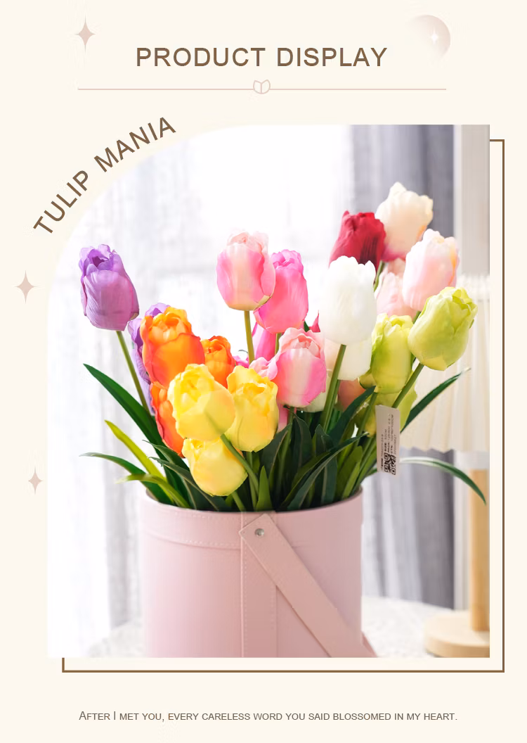 Delicate Color 3-Head Real Touch Tulips Artificial Flowers Bendable Stem Tulip Flowers DIY Event Centerpiece Home Decor
