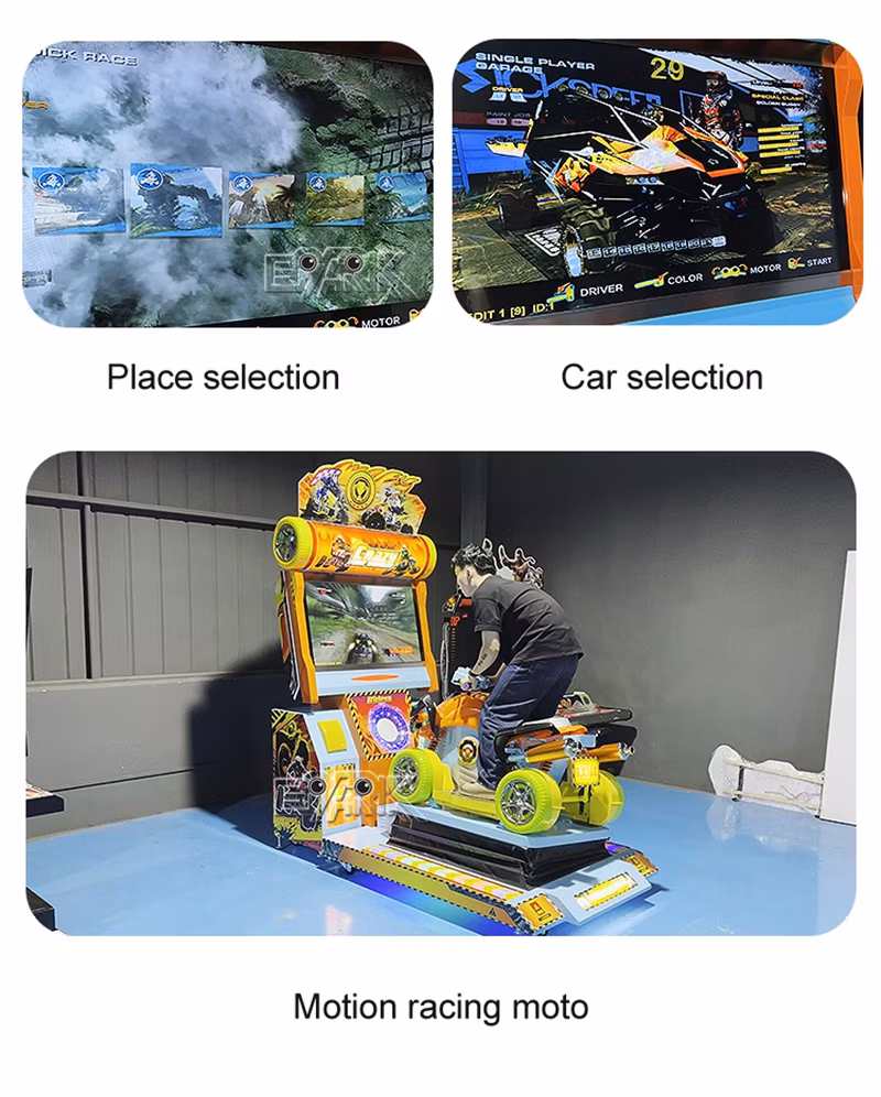 Crazy Arcade Racing Game Machine Four Wheel Drive 42 Inch HD Screen Dynamic Motion Seat