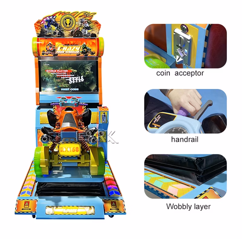 Crazy Arcade Racing Game Machine Four Wheel Drive 42 Inch HD Screen Dynamic Motion Seat