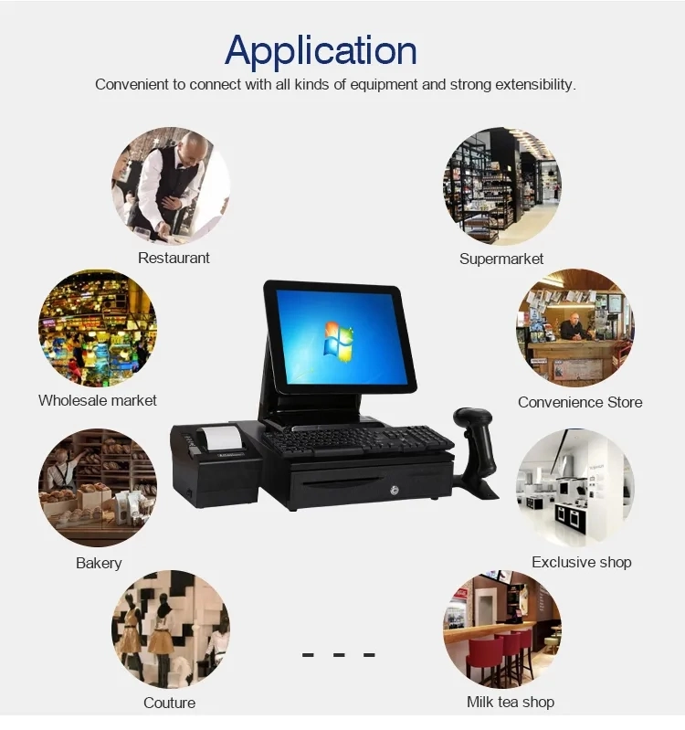 15.6 11.6-Inch POS System Scanning Gun Device Commercial POS Cash Register Dual Screen