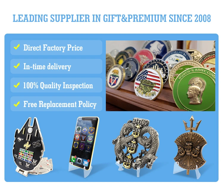 China Manufacturer Custom Logo Commemorative Enamel Army 3D Metal Antique Souvenir Gold Award Silver Security Sheriff Military Challenge Coin for Promotion Gift