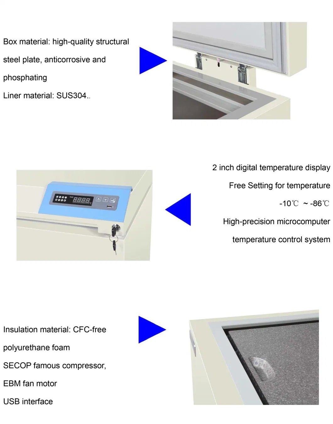 50 Liter -86 Degree Ultra Low Temperature Freezer Refrigerator