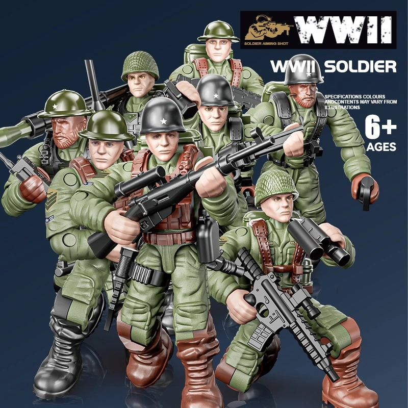 Wwii Soldier Model 1: 36 Assembly Building Block Toys 8 PCS Soldier Joints Action Mini Soldier with Multiple Military-Weapons DIY Toy