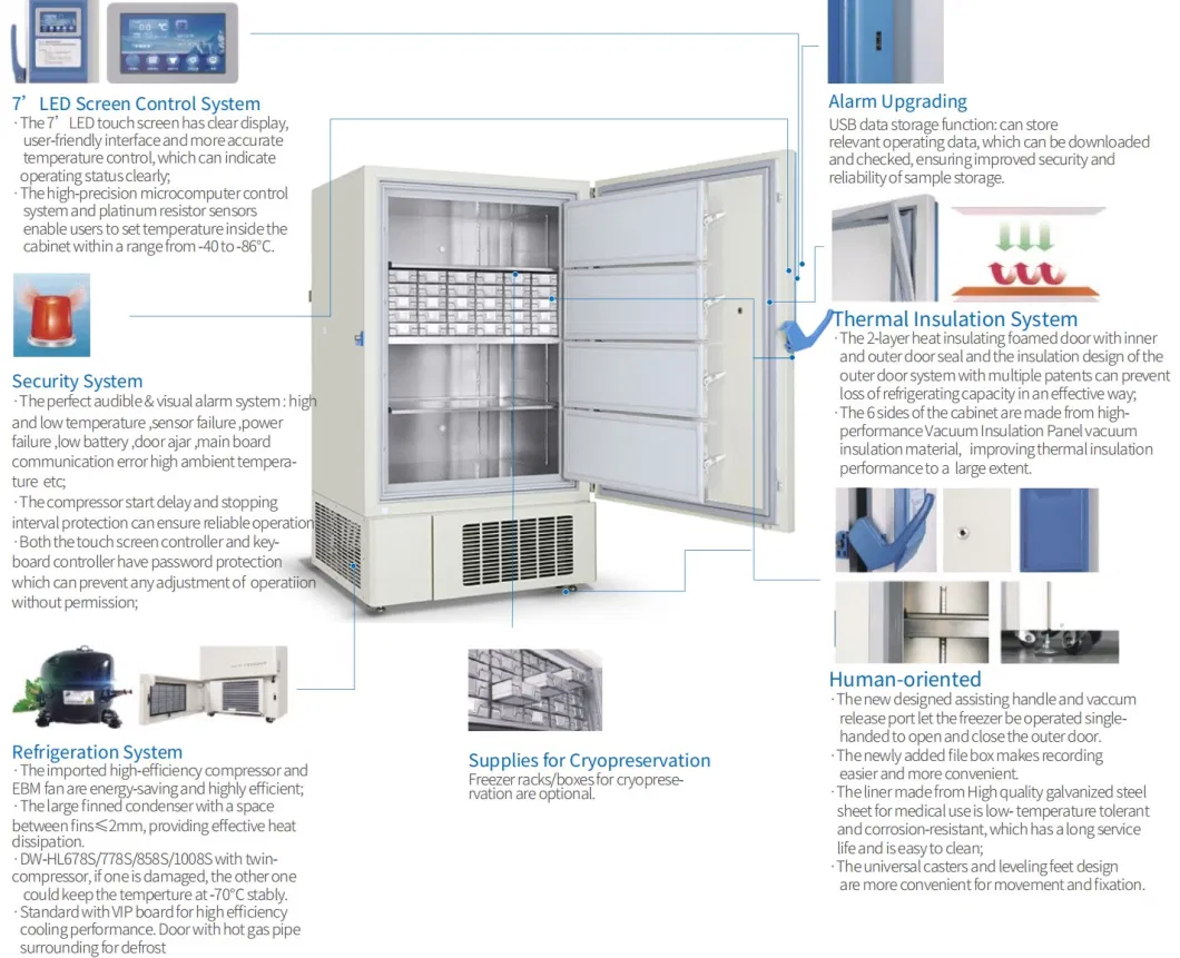 Economical Medical Low Temperature Freezer Laboratory Cryogenic Refrigerator