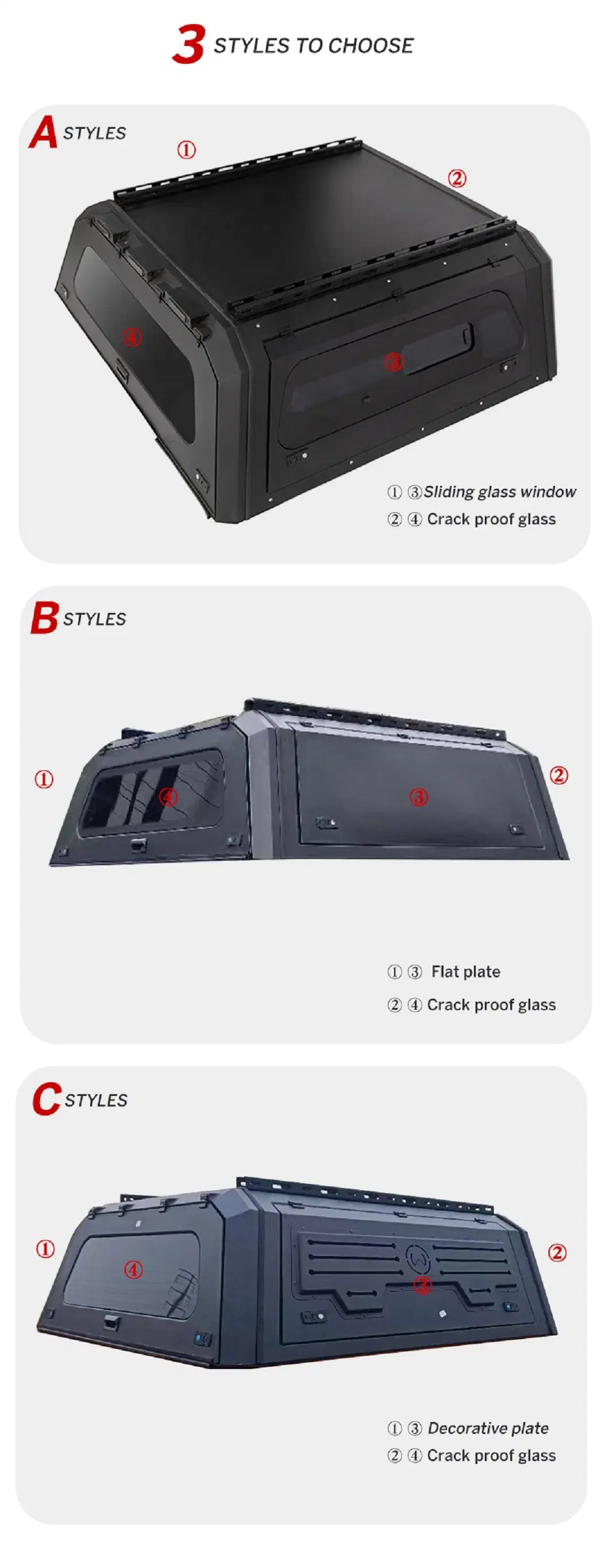 Factory Manufactured 4X4 Truck Canopy for Great Wall Gun Captain Box E